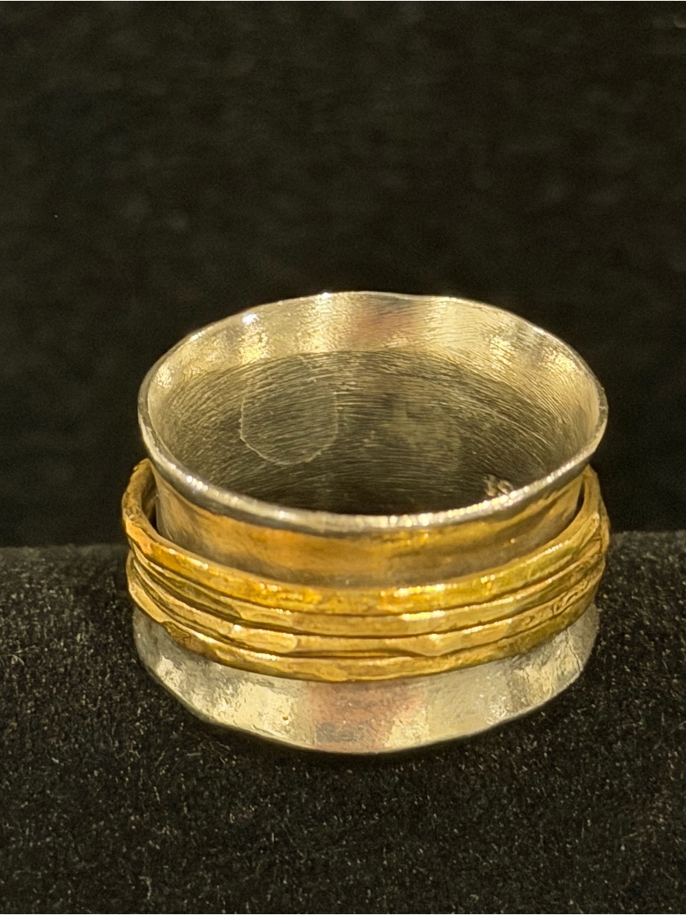 Vintage Silpada Sterling Silver and Brass spinner ring — size 7